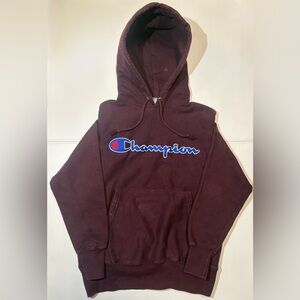 Vintage Champion Maroon Reverse Weave Small Hoodie